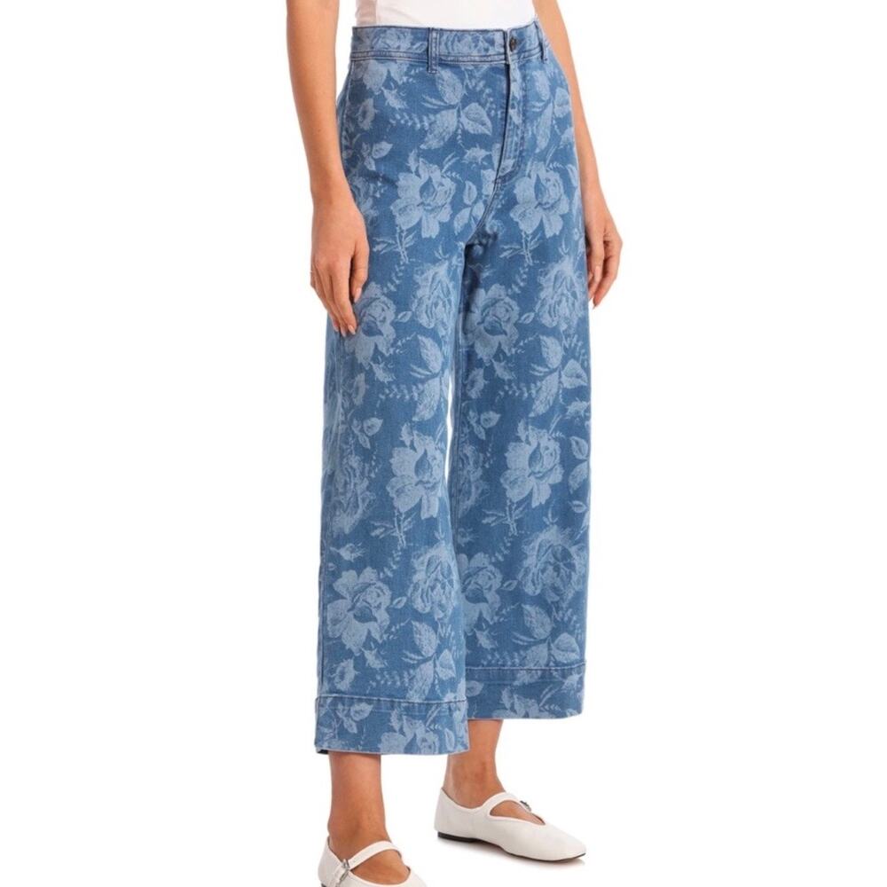 Bagatelle Floral Print High Rise Crop Wide Leg Jeans in Hawaii Floral women  29